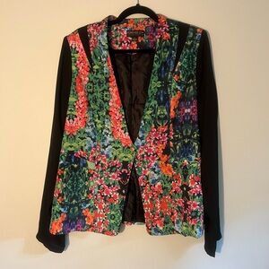 Forever 21 Black Floral Blazer